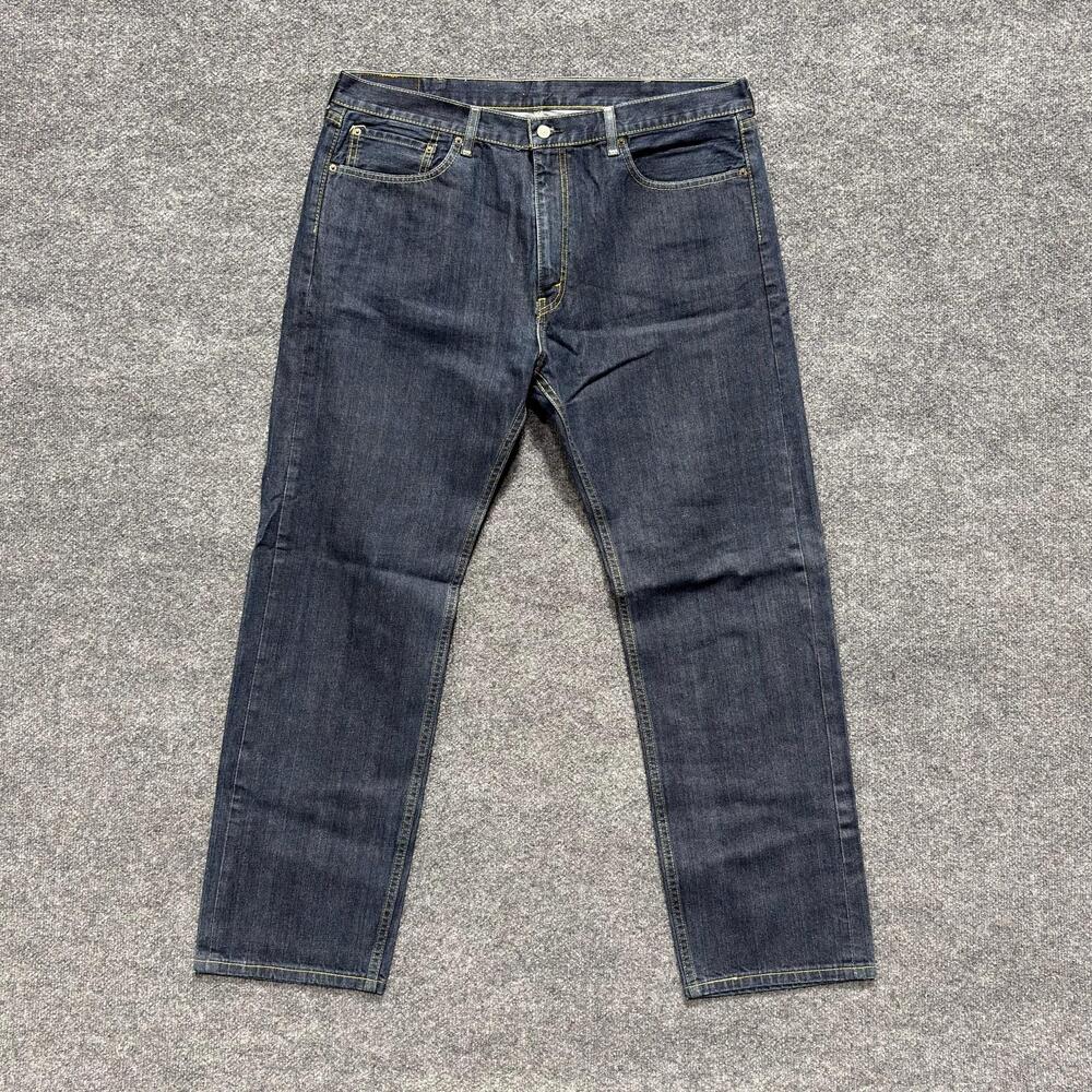 Levis 505 Jeans Mens 40x31 Blue Dark Wash Straight Leg Denim Classic Zip Fly